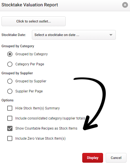 Countable Recipe stocktake setting