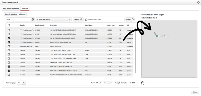 Stock-list-selection-levels
