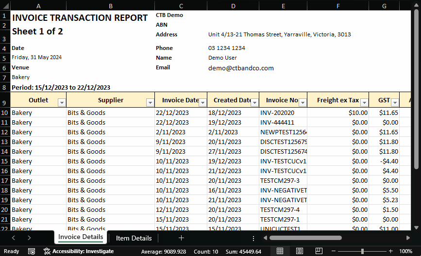 Square Transaction Report Example Excel Invoice Transaction Report Now Available in Excel Format!