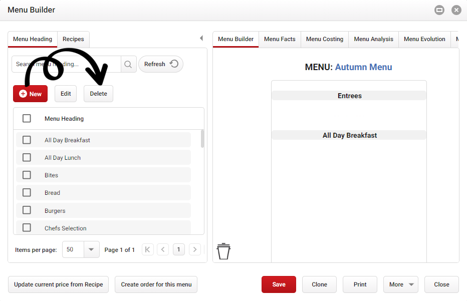 Using Menu Builder Theoretical Cost Analysis