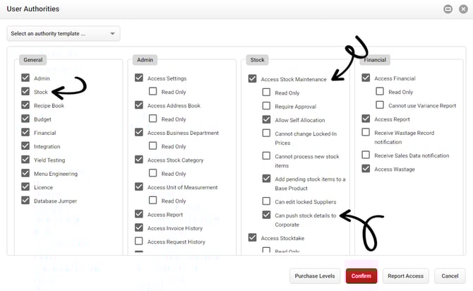 Can push stock details to Corporate