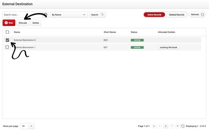 allocate external destination