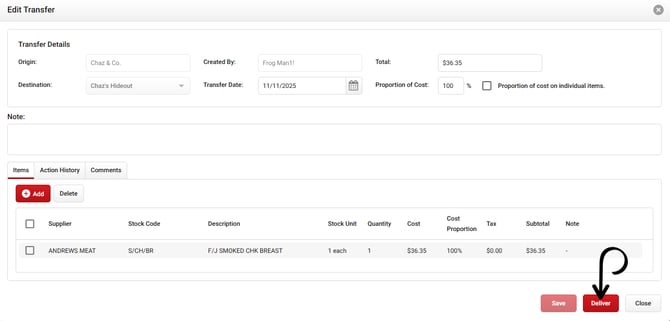 deliver review order