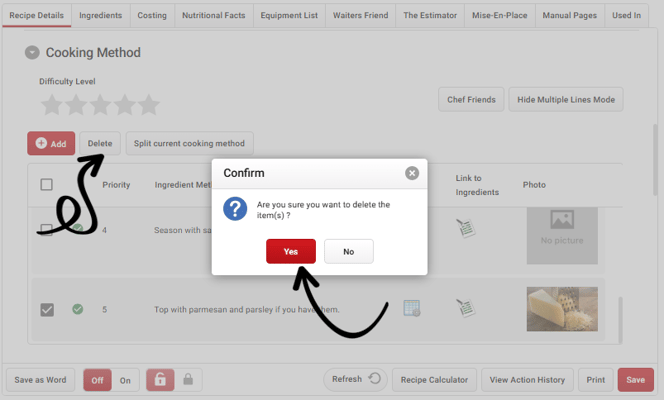delete the step in mlm