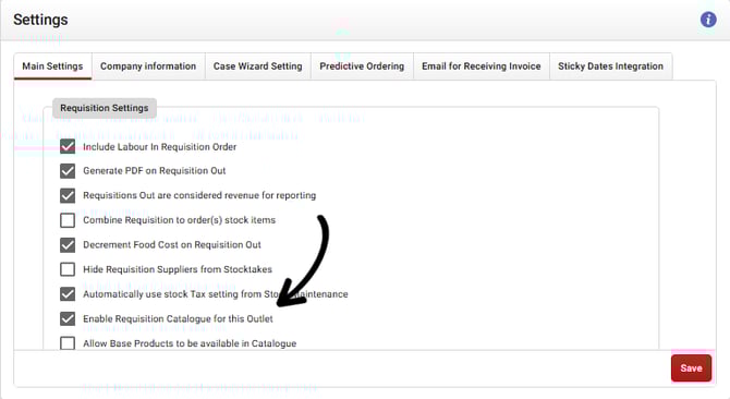 enable catalogue in outlet
