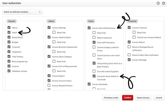 Can push stock details to Corporate